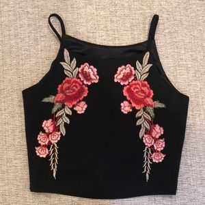 Black cropped dressy spaghetti strap tank